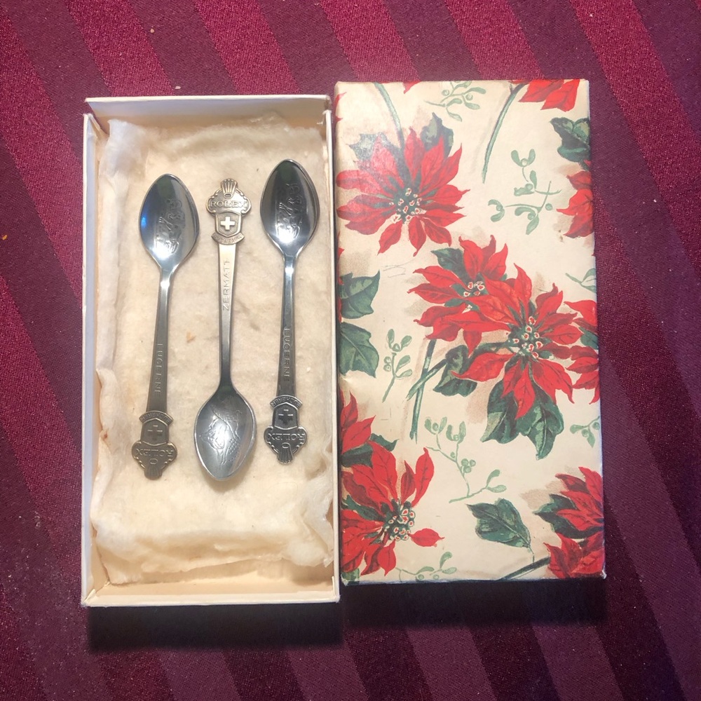 Rolex vintage collector spoons circa 1950 set of 3 - 1 Zermatt - 2 Lucerne